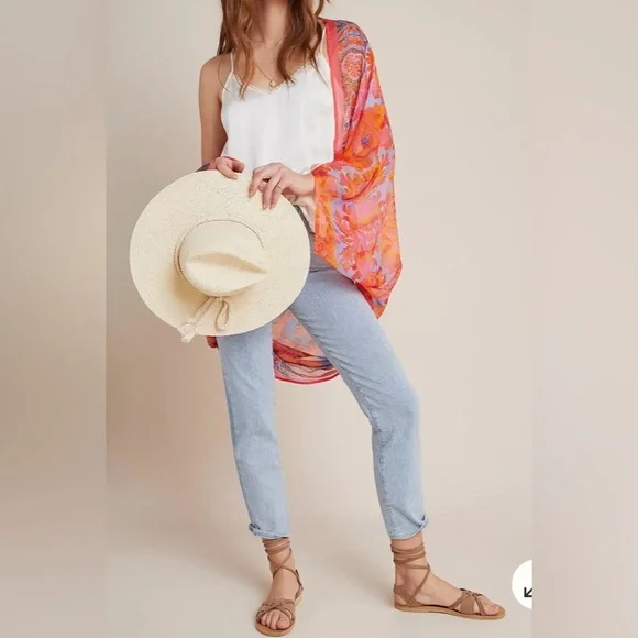 NWT Anthropologie Elizabeth Gillett Lorelei Floral Kimono Wrap One Size OS - Picture 3 of 16